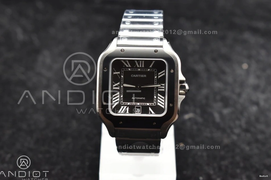 MIYOTA 1:1 Cartier Black Best 40mm on Dial SS Santos Gray Edition 9015 SS de Bezel Bracelet BVF 0401